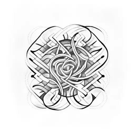 A Blackwork Tattoo Of A Dna Strand Intertwined With Plants And Animals