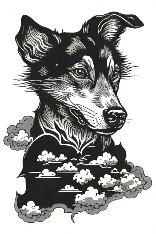 Hokkaido Dog Standing On A Thundercloud