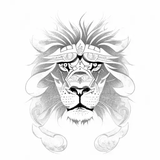 Angry Lion Wearing A Motorcycle Helmet