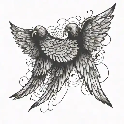 Birdss Flying Together Representing An Angel Wings