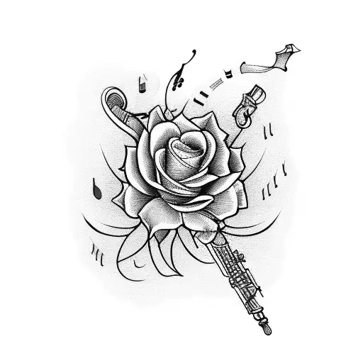 A Beautiful Bouquet Of Flowers Intertwined With Musical Notes