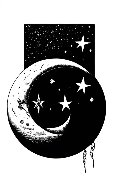 Moon And Two Stars