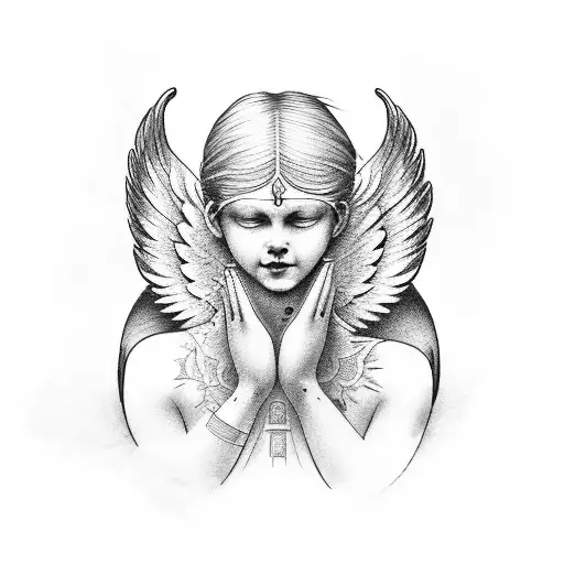 Religious Angel With A Tear Falling On One Side And Laughter On The Other Side