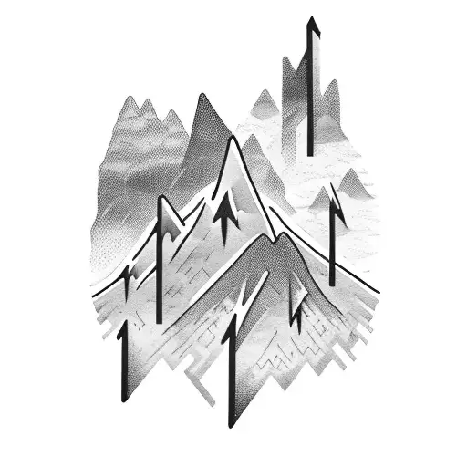 A Majestic Mountain Range With Lightning Bolts Striking Down From The Sky Above