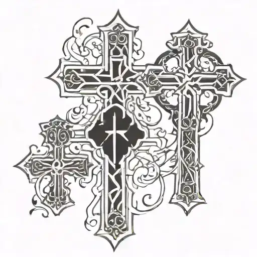 Crosses With Roman Numeral Dates Intertwined