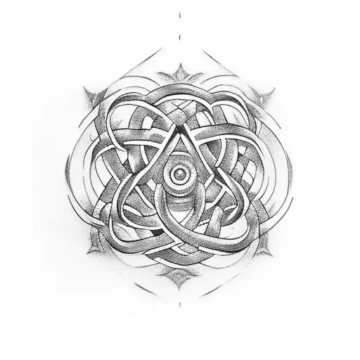 Sternum Tattoo Incorporating Celtic Mother Knot And Lotus