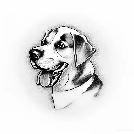 A Realistic Blackwork Tattoo Of A Dog Smoking A Cigar And Drinking Brandy