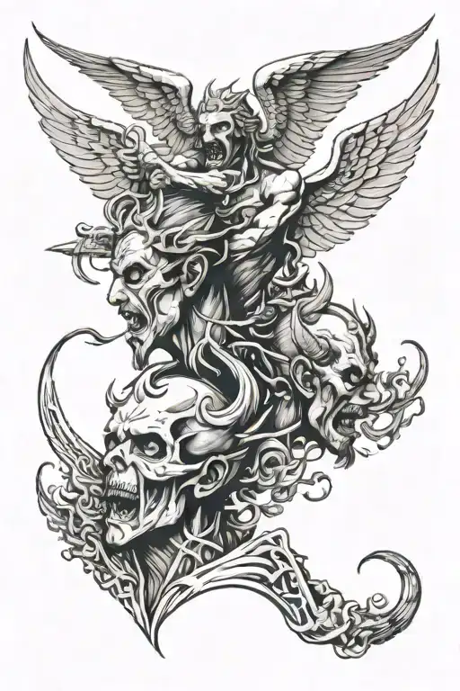 Demon And Angel Fight In A Man's Head