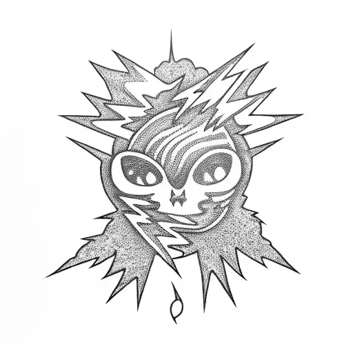 Lightning Bolt With A Road And Car And Flowers