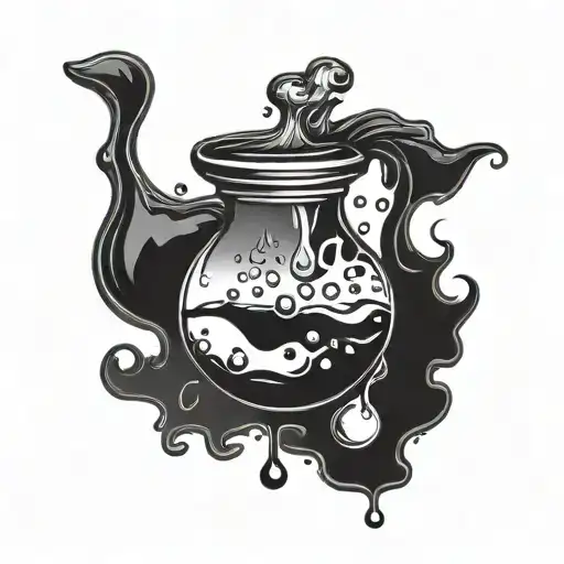 Potion Partly Filled With Liquid In Only Black Gradient