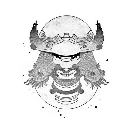 Samurai On The Background Of The Moon In A Straw Hat