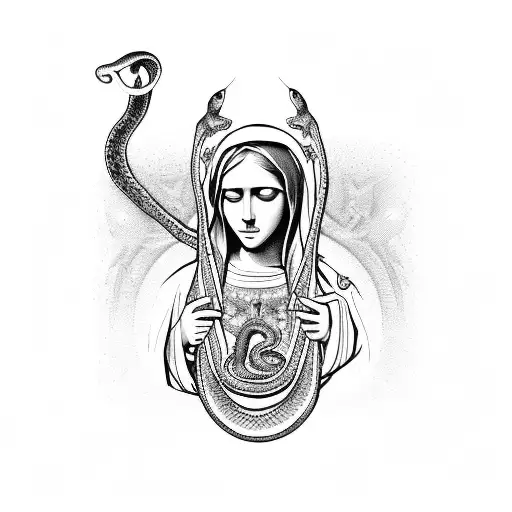 Virgin Mary Steping In A Snake Head