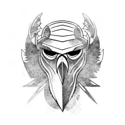 A Fierce Raven Perched On A Viking Helmet