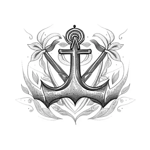 A Detailed Floral Anchor Surrounded By Vibrant Nature Elements