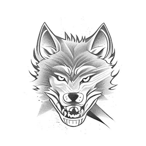 Scary Wolf Biting Karate Black Belt For Upper Arm