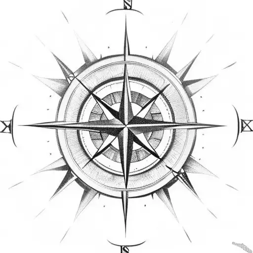 A Compass Rose Intertwined With The Cruz De Malta