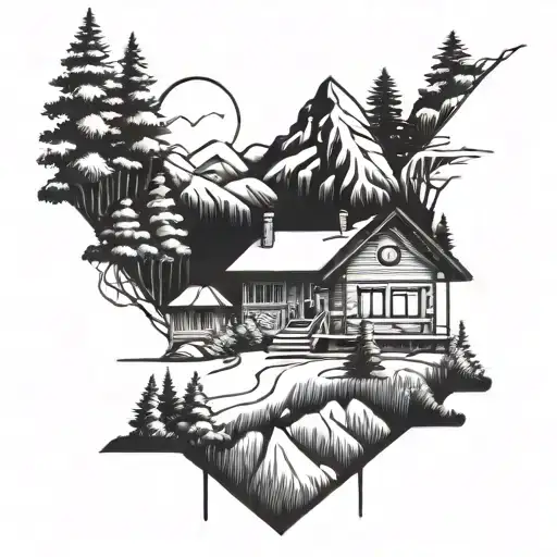 Hill And Mountain Landscape House Surrounded