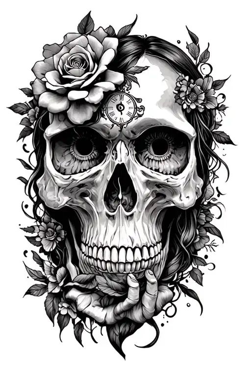 Skull Men And Woman Time Waits