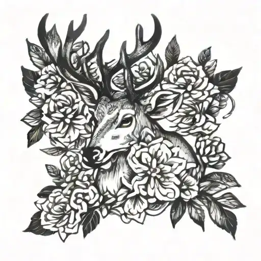 Deer And Flowers