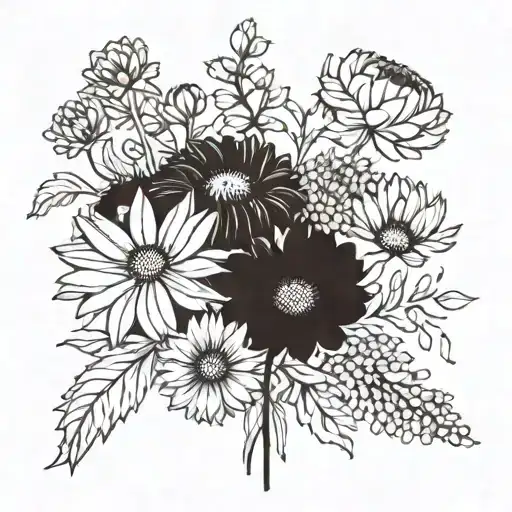 Daisy Poppy Violet Chrysanthemum Marigold Bouquet