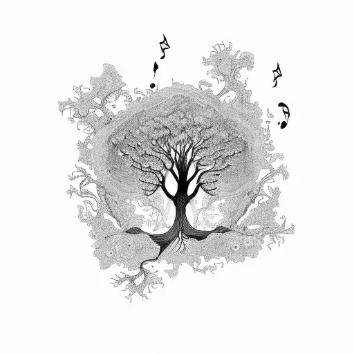 An Intricate Tree With Musical Notes Flowing From Its Branches