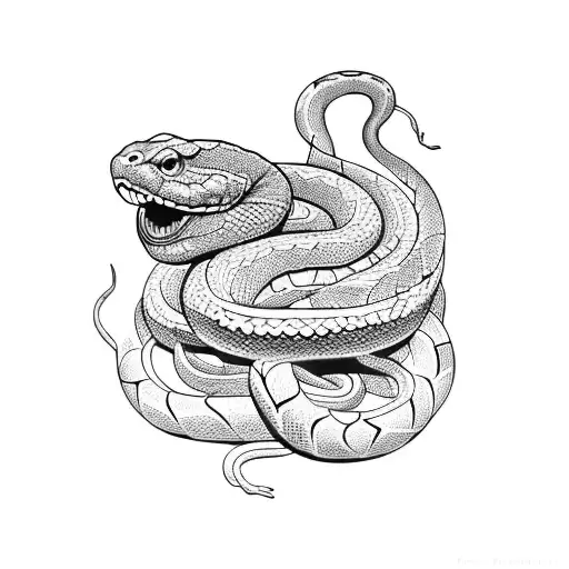 A Mesmerizing Snake Coiled Around A Bed Of Dark Flowers