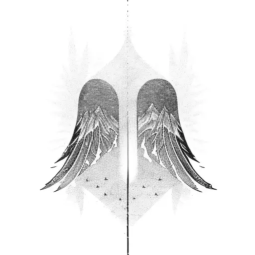 A Pilot's Wings Merged With The Maori Symbol For Mountains