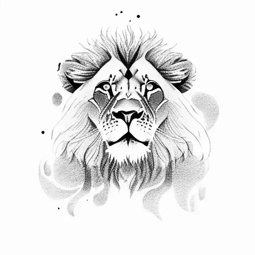 A Lion With Two Small Lion Cubs