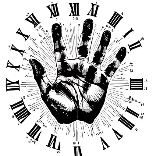 Hand Print And Timeline Intertwined Roman Numerals