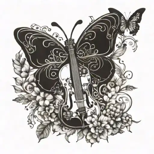 A Composition Of Various Musical Instruments Forming A Beautiful Butterfly Shape