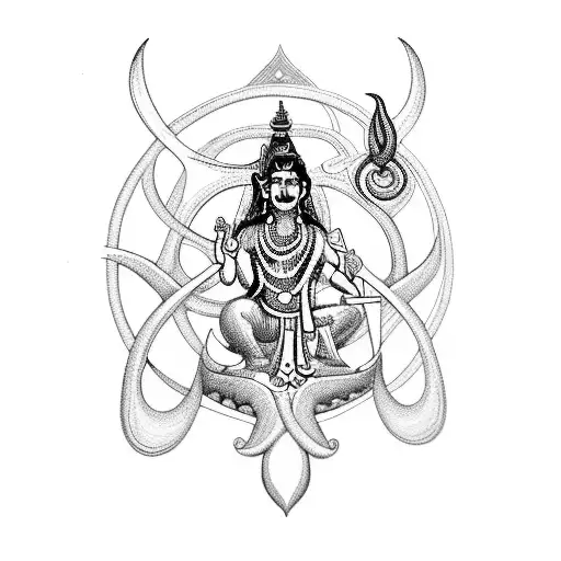 A Mesmerizing Design Of Shiva Holding A Damroo And Trident In The Shape Of An Infinity Symbol