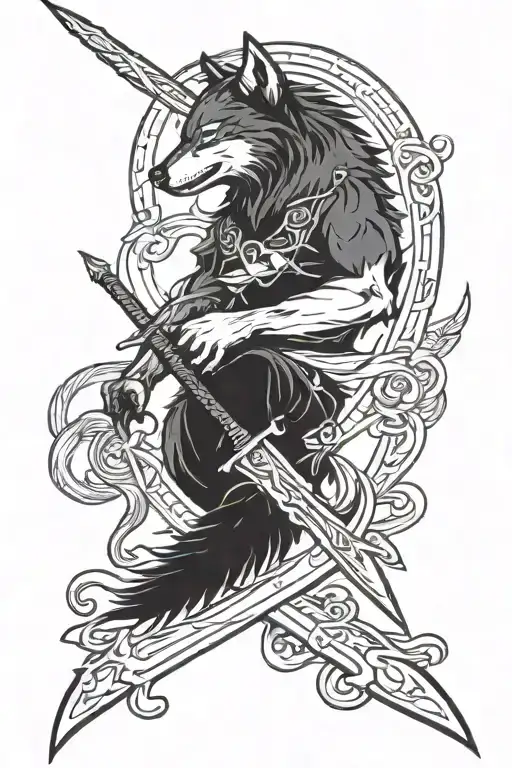 Wolf And Sword Intertwined