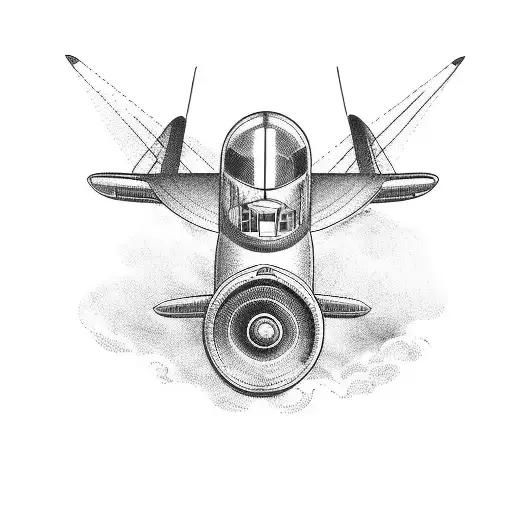 A Detailed Illustration Of A Vintage Airplane Surrounded By Various Wild Animals