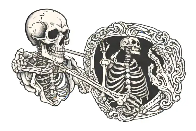 Skeleton Smoking Cigarette
