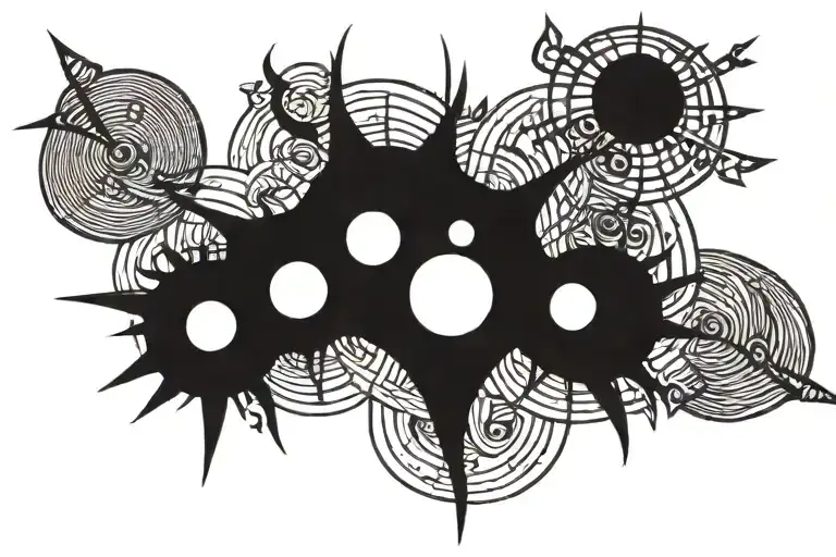 A Sun From Big And Little Lines Forming