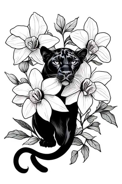Panther And Orchid Flowers