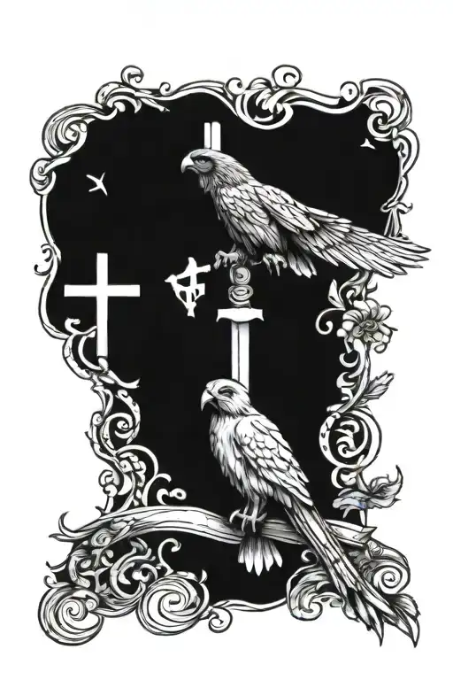 The Word 'Venable' Surrounded By Crosses And A Falcon Holding A Cross