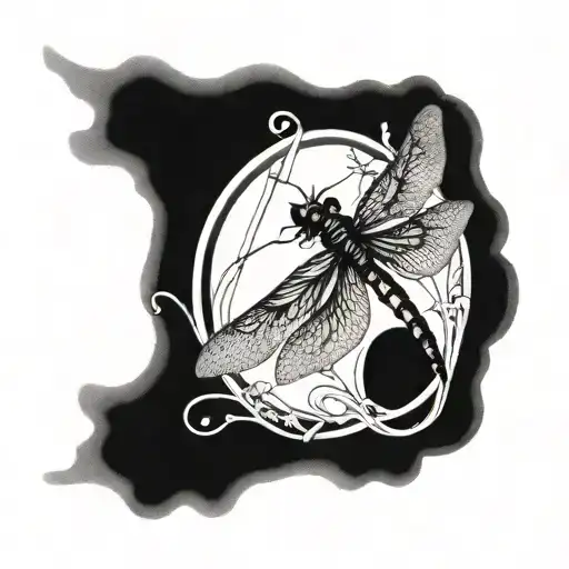 Negative Image Dragonfly Flying