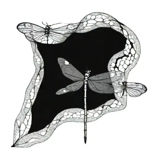 Dragonfly Flying Behind Veil