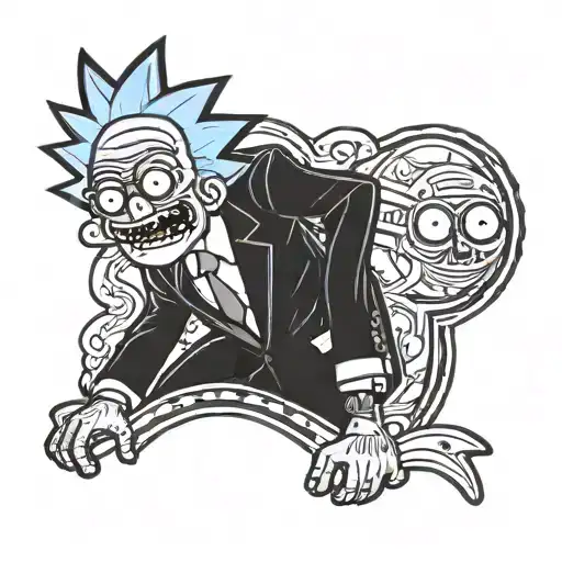 Rick From The Cartoon Rick And Morty In A Business Suit And Glasses