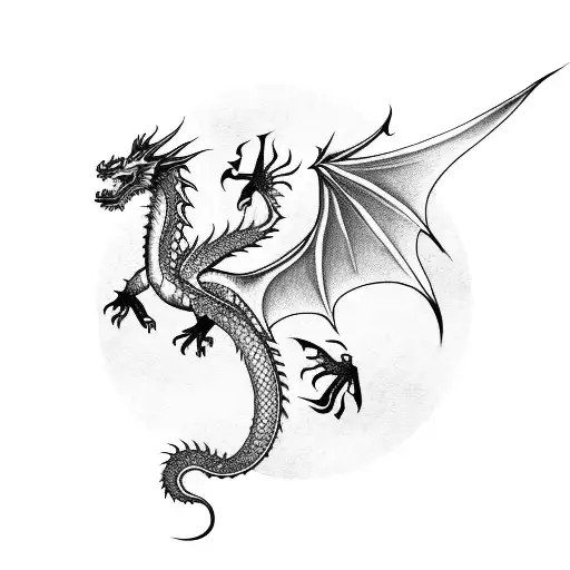 Dragon With 2 Swords