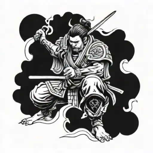 Incorporate A Samurai Warrior Performing A Jiu Jitsu Choke Hold