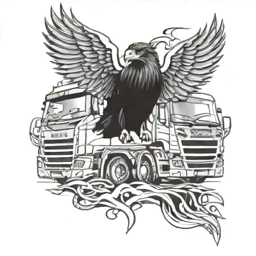 Scania Truck With The V8 Eagle With A V8 Crow