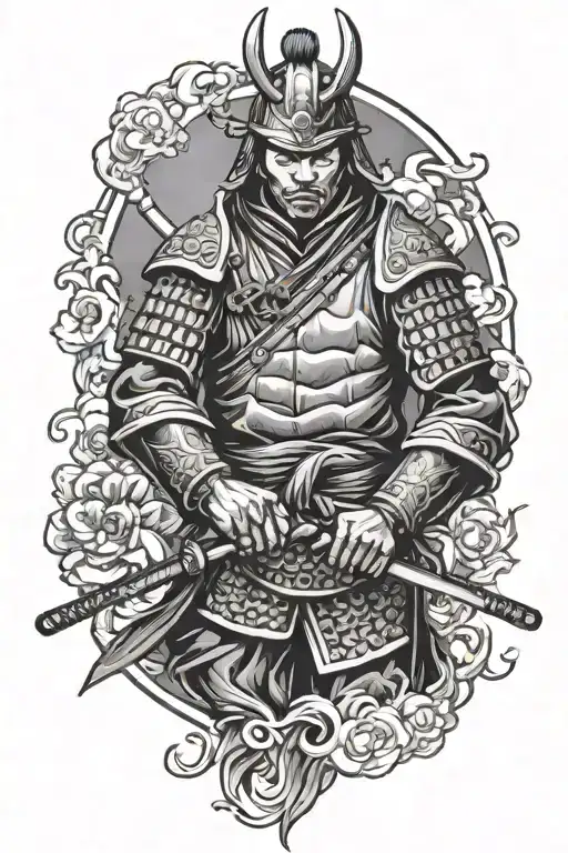 Incorporate A Samurai Warrior Performing A Jiu Jitsu Choke Hold