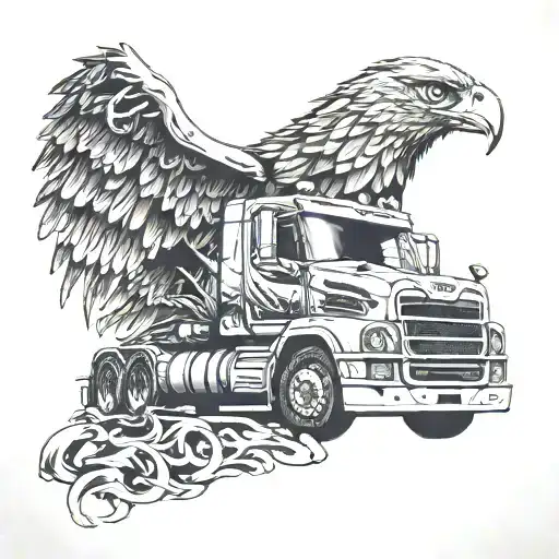 Scania Truck With A Eagle That Has A Crown With Super V8 On It And On Across The Universe