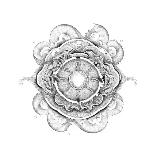 An Intricate Floral Design With Beach Elements Like Seashells And Waves