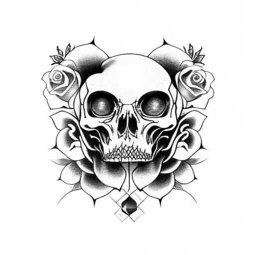 Totenkopf Mit Rose