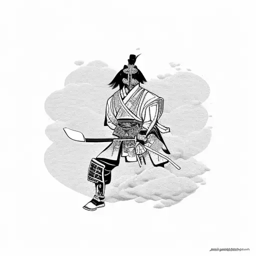 A Samurai With A Katana On Pink Flowers