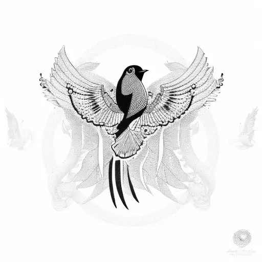 Flying Bird Wearing A Tribal Crown