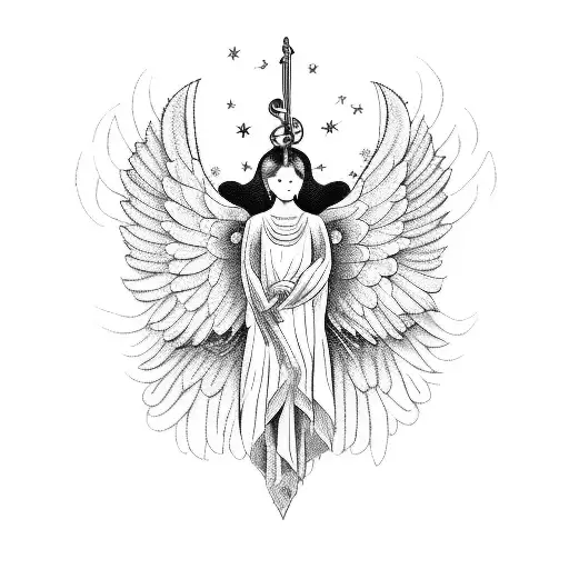 A Celestial Angel Playing A Musical Instrument